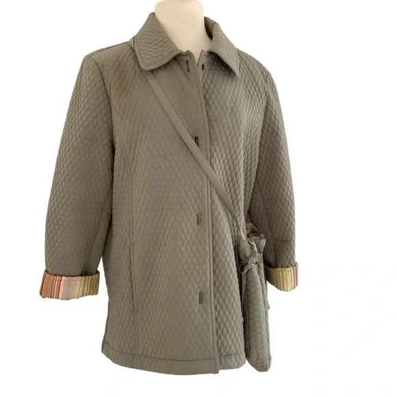 Manteaux Manteaux Quilted spring jacket &mini purse set sage green striped large - Picture 2 of 16